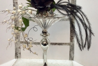 vase chrome sur pied ,magnolia noir