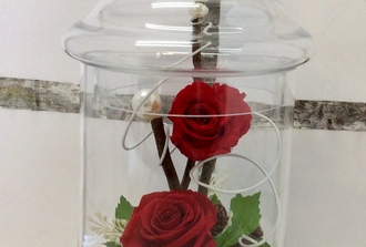 7-roses étrenelles dans vase avec couvercle